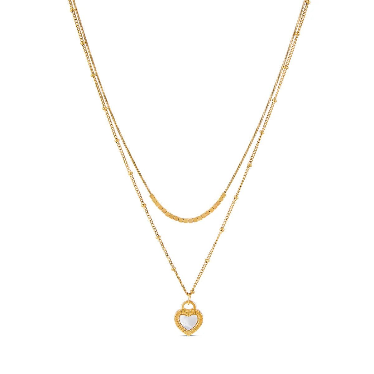 Mixes Heart Marbled Necklace 18K Gold Plated