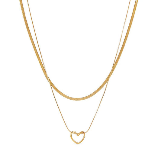 Necklace Mixes Heart Minimalist 18K Gold Plated