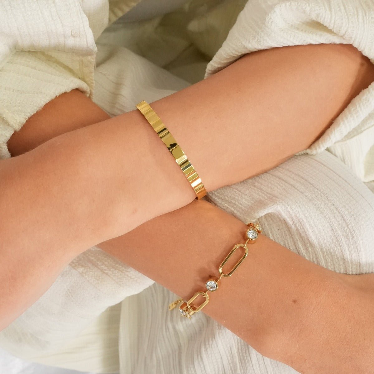 Crystal Link Bracelet 18K Gold Plated