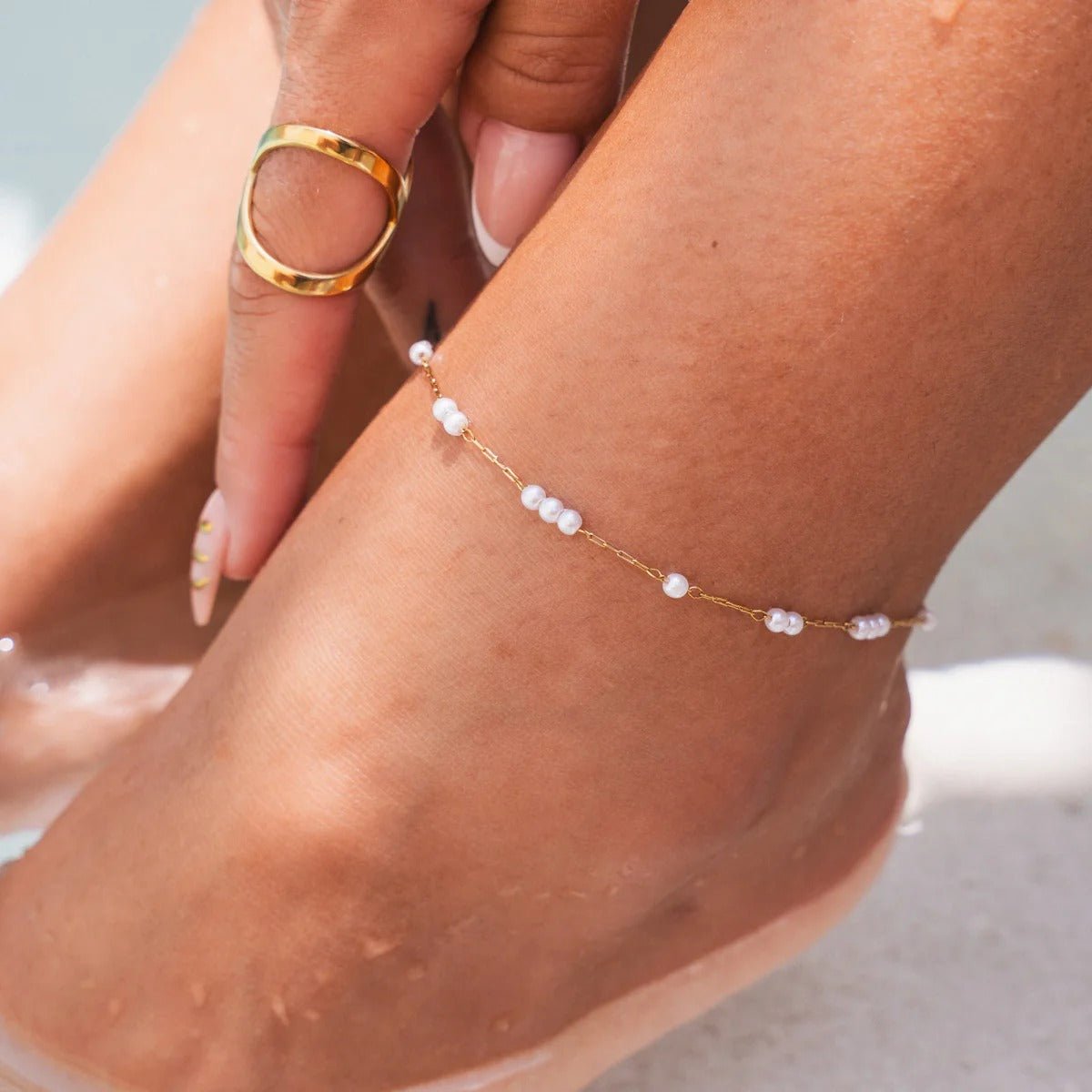 Anklet Pearl Delicate 18K Gold Plated